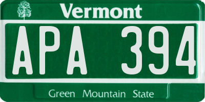 VT license plate APA394