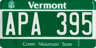 VT license plate APA395