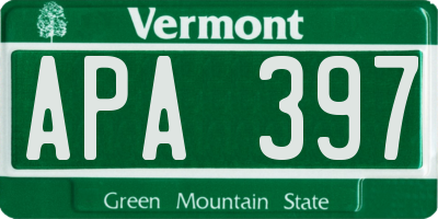 VT license plate APA397