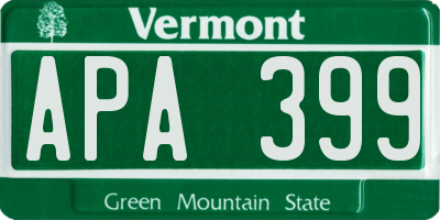 VT license plate APA399
