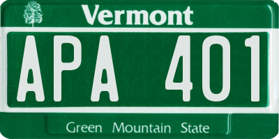 VT license plate APA401