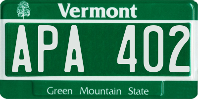 VT license plate APA402