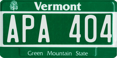 VT license plate APA404