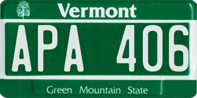 VT license plate APA406