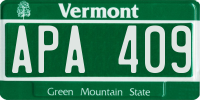 VT license plate APA409