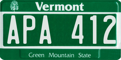 VT license plate APA412