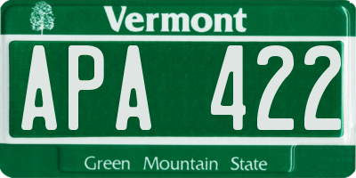 VT license plate APA422