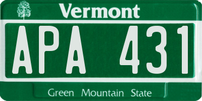 VT license plate APA431