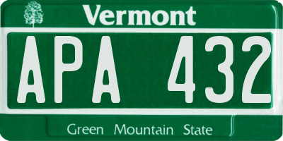 VT license plate APA432