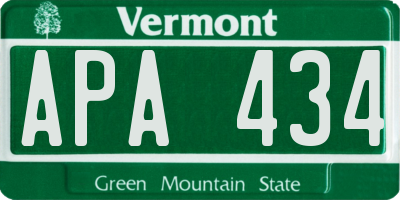 VT license plate APA434