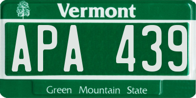 VT license plate APA439