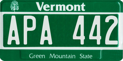 VT license plate APA442
