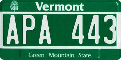 VT license plate APA443