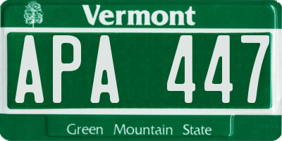 VT license plate APA447