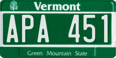 VT license plate APA451