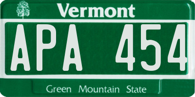 VT license plate APA454