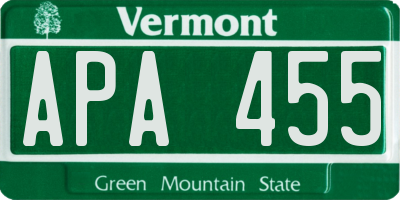 VT license plate APA455