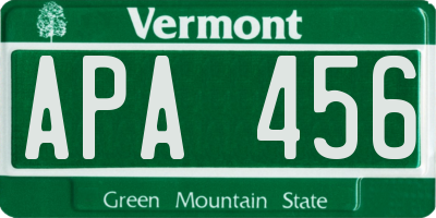 VT license plate APA456