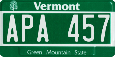 VT license plate APA457
