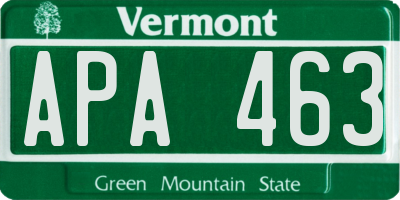 VT license plate APA463