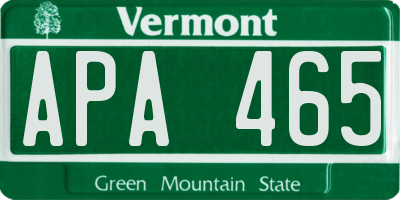VT license plate APA465