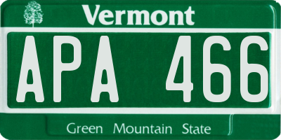 VT license plate APA466