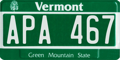 VT license plate APA467