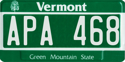 VT license plate APA468
