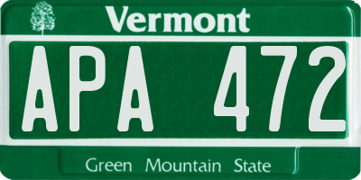 VT license plate APA472