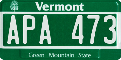 VT license plate APA473
