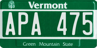 VT license plate APA475