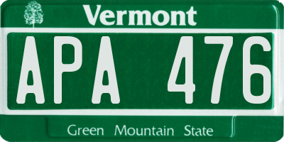 VT license plate APA476