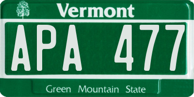 VT license plate APA477