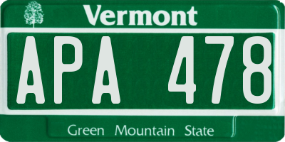 VT license plate APA478