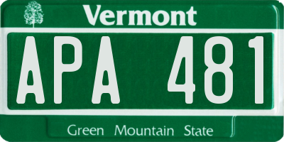 VT license plate APA481