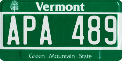 VT license plate APA489