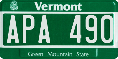 VT license plate APA490
