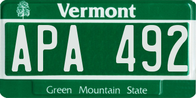 VT license plate APA492