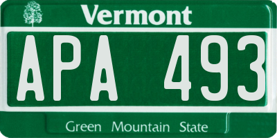 VT license plate APA493