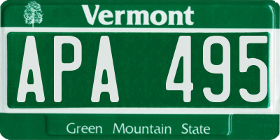 VT license plate APA495
