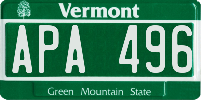 VT license plate APA496