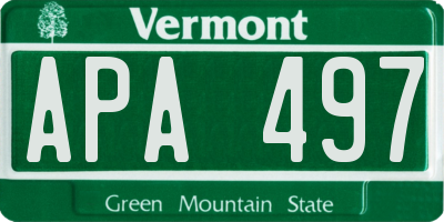 VT license plate APA497