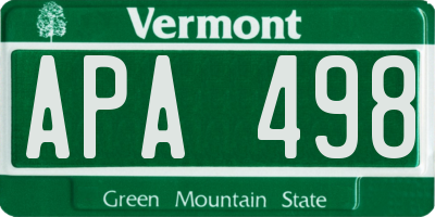 VT license plate APA498