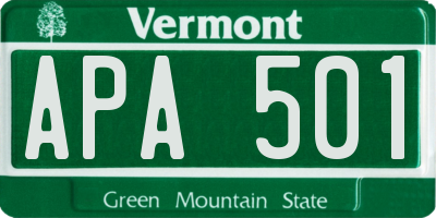 VT license plate APA501