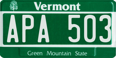 VT license plate APA503