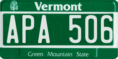 VT license plate APA506