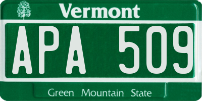VT license plate APA509