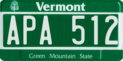 VT license plate APA512