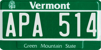 VT license plate APA514