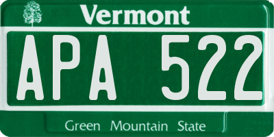 VT license plate APA522